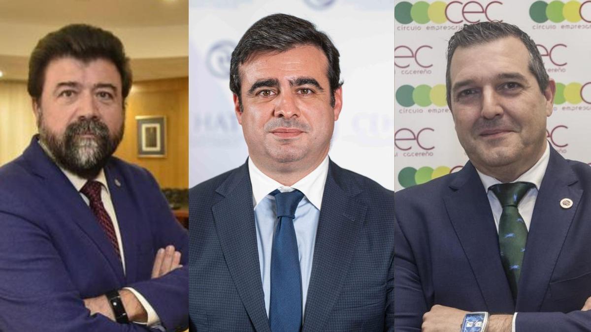 El secretario general de la Creex, Javier Peinado; el presidente de CIEM, José Luis Iniesta;  y el presidente de Coepca, Diego Arturo Hernández.
