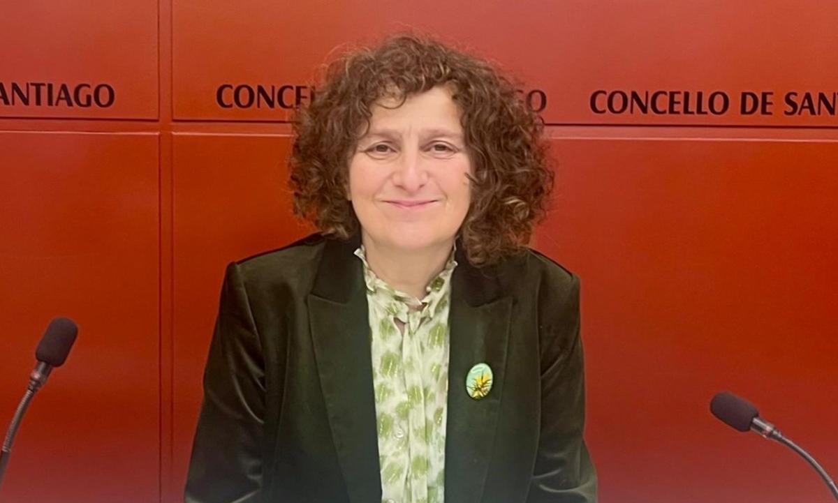 Goretti Sanmartín en la rueda de prensa que ofreció este viernes en el pazo de Raxoi