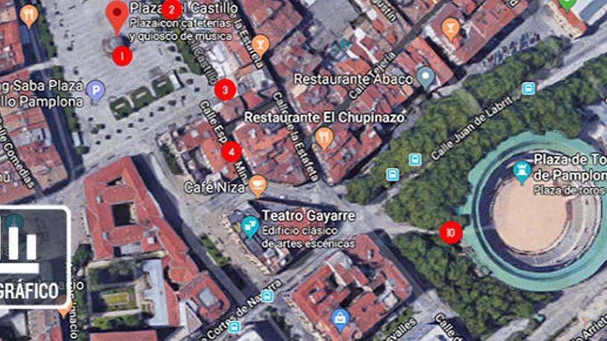 La &#039;ruta&#039; de La Manada comenzó en la Plaza del Castillo de Pamplona.