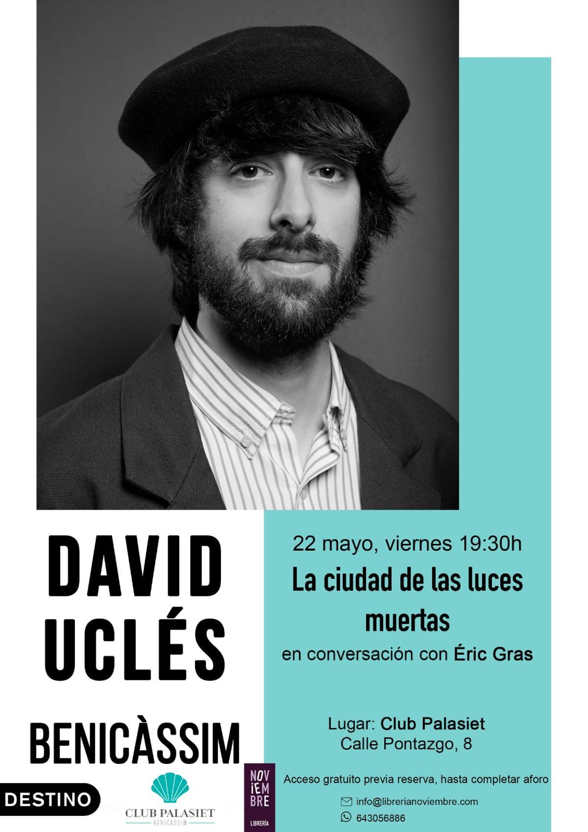 Cartel de la presentación del libro 'La ciudad de las luces muertas' en Benicàssim.