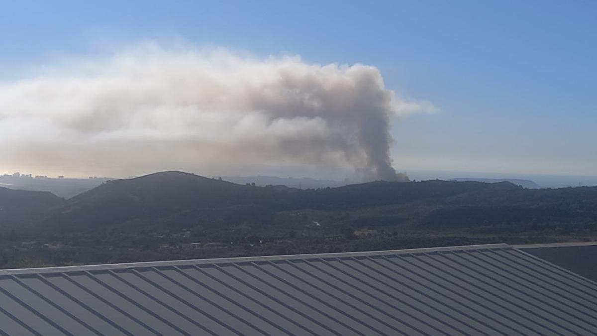 La humareda ocasionada por el incendio, visible a varios kilómetros de distancia.