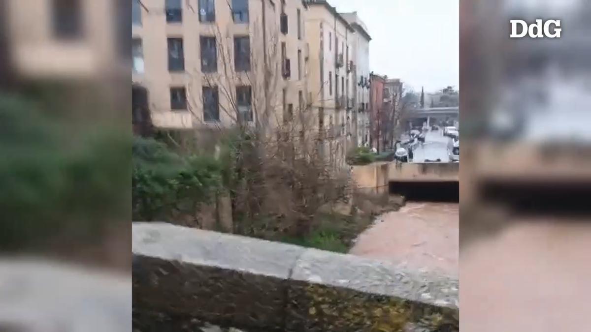 Vídeo | Així baixa el riu Galligants al seu pas per Girona a causa de la llevantada