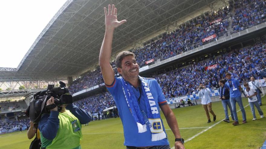 Arturo Elías, en la ida del play-off de ascenso a Segunda contra el Cádiz