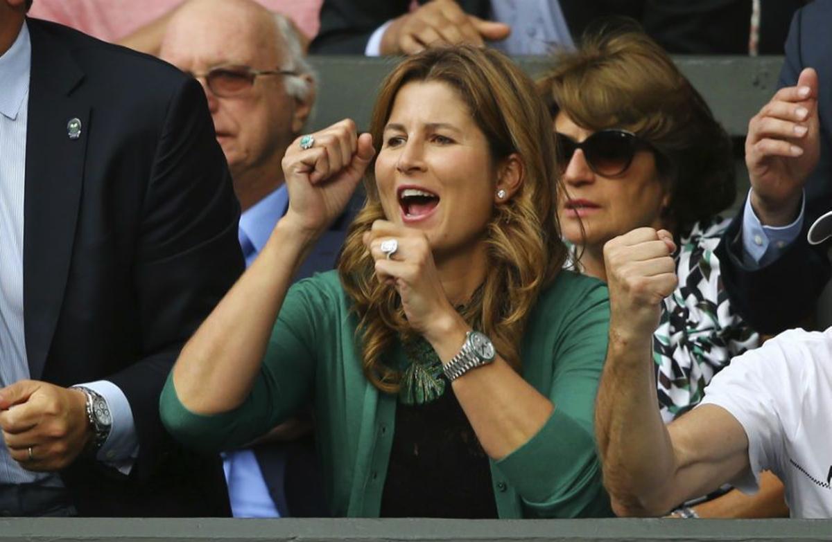 Mirka, la mujer de Roger Federer, celebra su pase a la final de Wimbledon