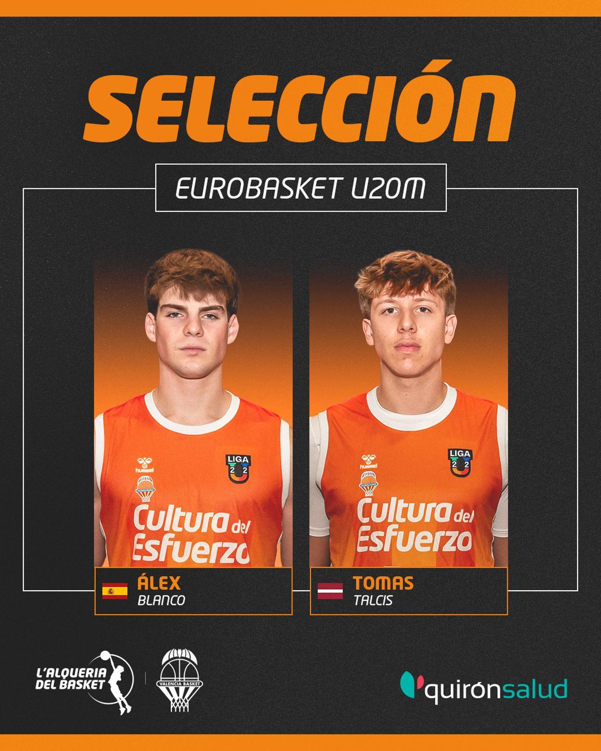 Álex Blanco y Tomas Talcis también llevan el sello taronja al Eurobasket U20