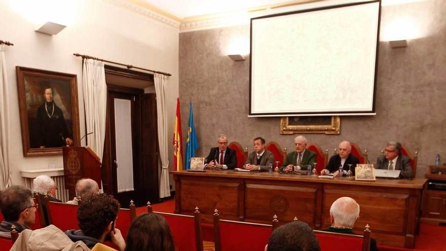 De izquierda a derecha, Javier Cancio, José Antonio Álvarez, Ramón Rodríguez, Juan José Tuñón y Manuel Ángel Hidalgo, ayer, en el RIDEA.