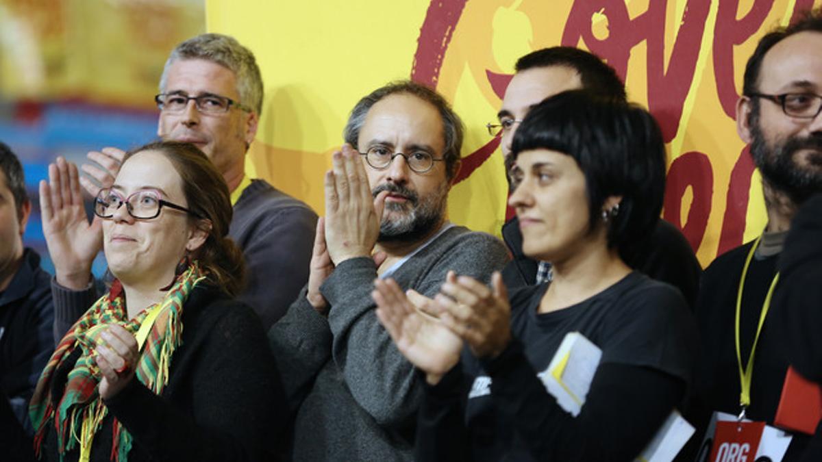 Dirigentes de la CUP, en la asamblea celebrada en Manresa el pasado 29 de diciembre.