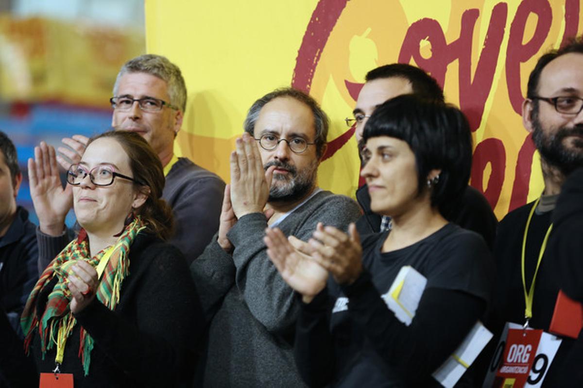 Dirigents de la CUP, a l’assemblea celebrada a Manresa el 29 de desembre.