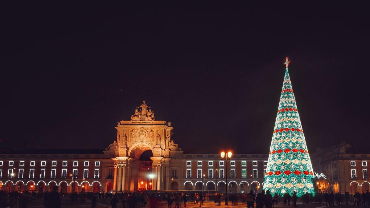 La Praça do Comércio en Lisboa durante Navidad