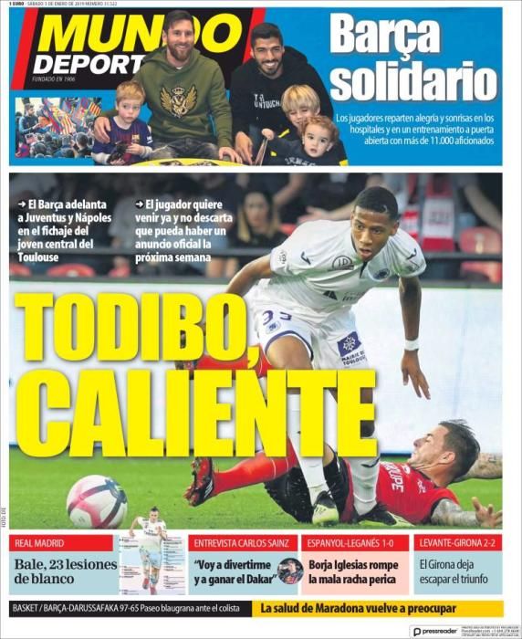 Portada MUNDO DEPORTIVO sábado 5 enero 2019