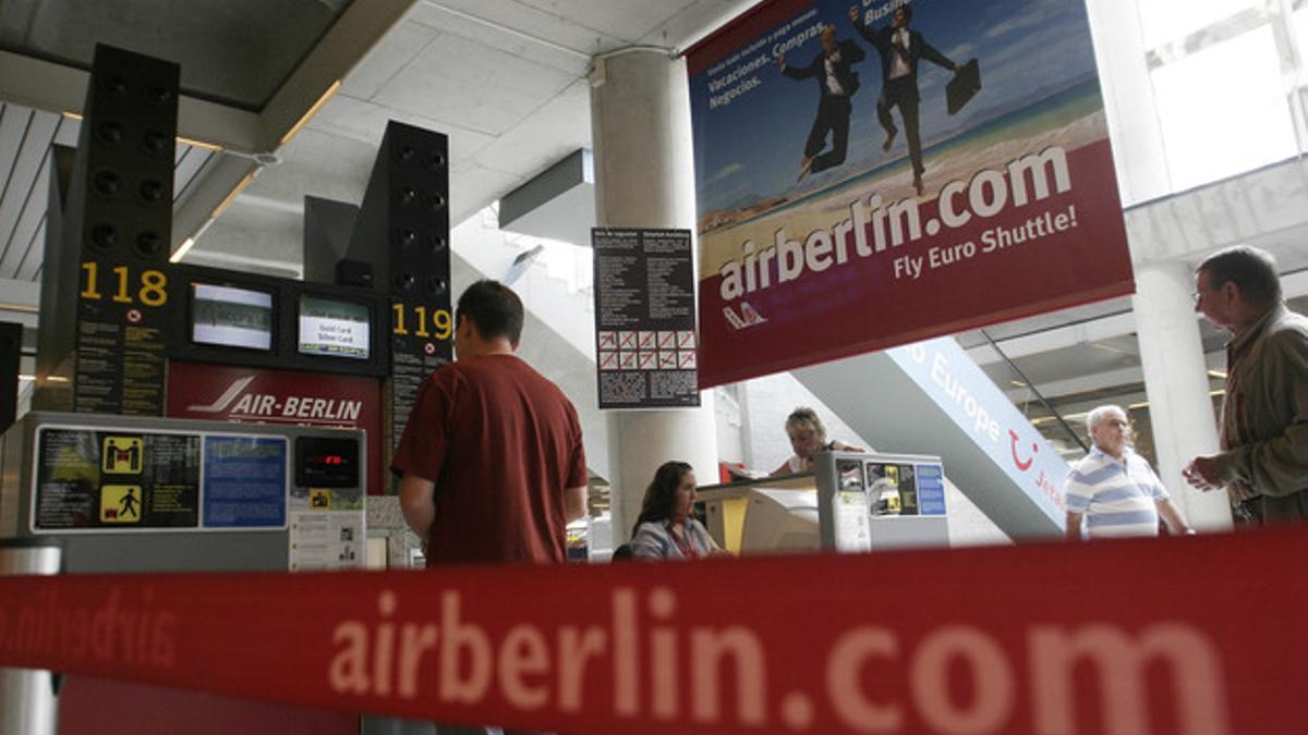 Mostradores de Air Berlin, en el aeropuerto de Palma.