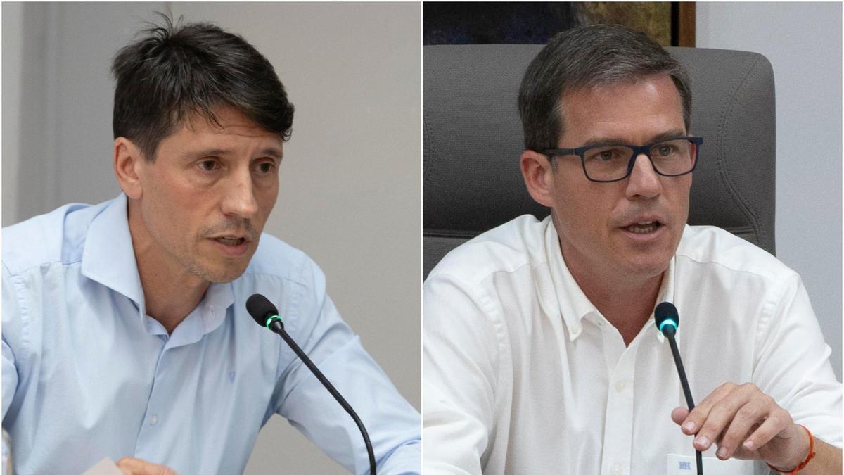 Marcos Sanchis y Roger Cerdà, en el último pleno municipal.