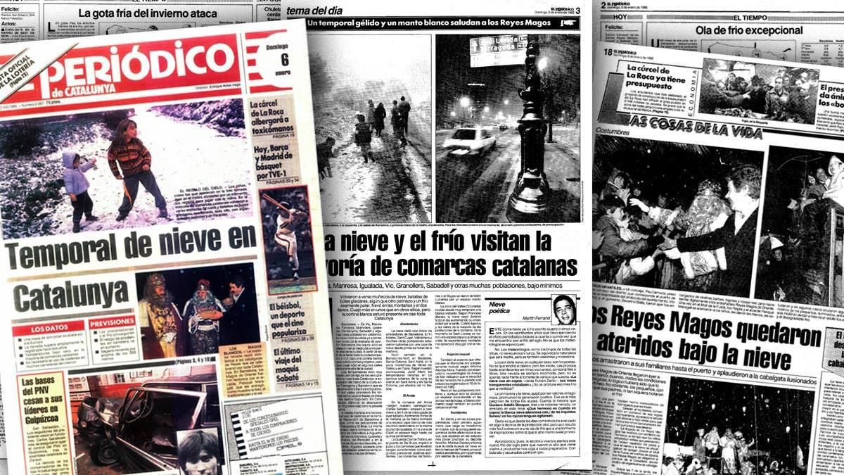 Portada y páginas de El Periódico de la nevada del 6 de enero de 1985