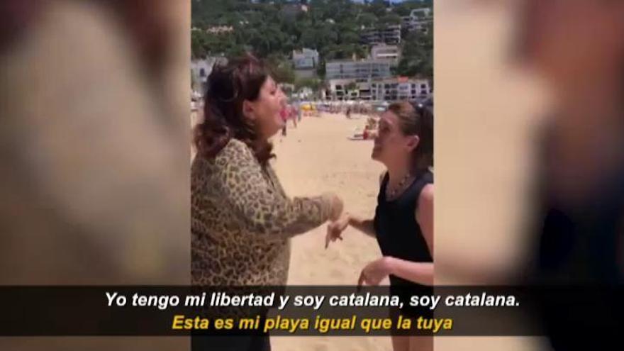 La tensión entre independentistas y defensores de la unidad de España llega a las playas