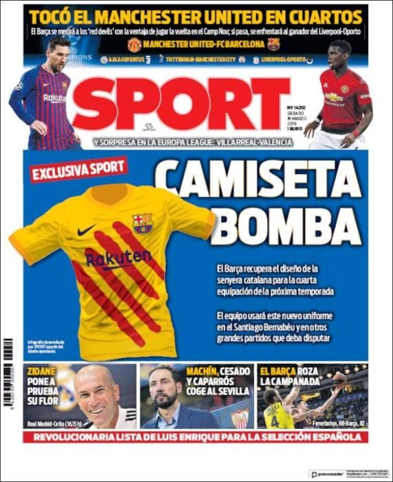 Portada SPORT sábado 16 marzo 2019