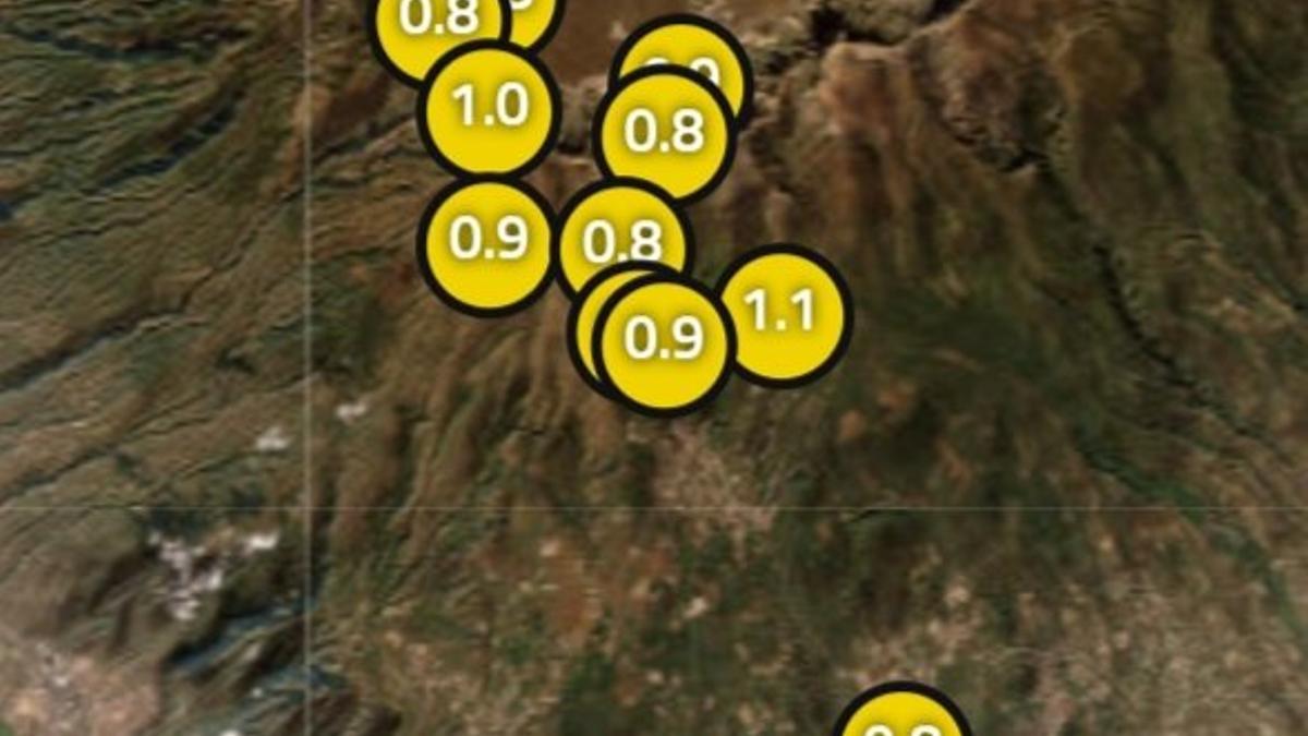 Puntos donde se registraron los movimientos sísmicos durante la madrugada