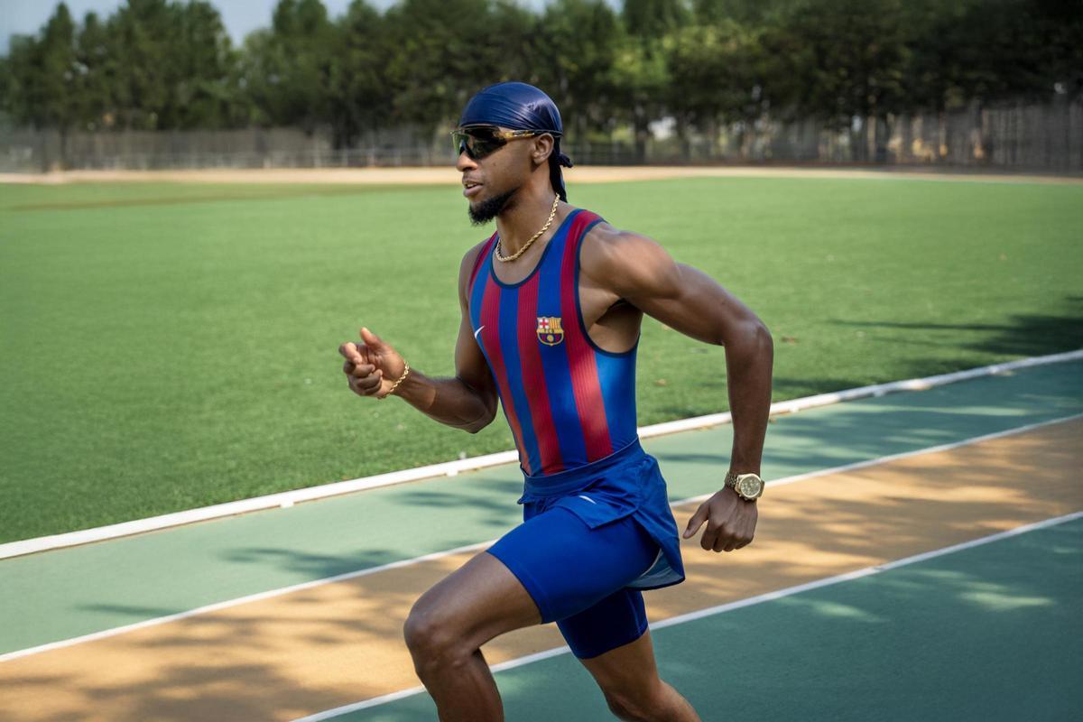 Ouassou, a la pista d'atletisme Albert Gurt de Figueres.