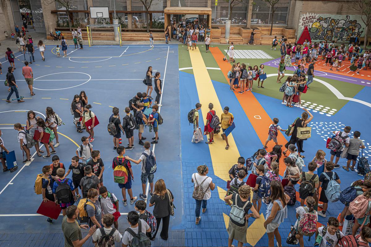 Vuelta a las aulas en el CEIP Pau Casals de Gràcia, en Barcelona.