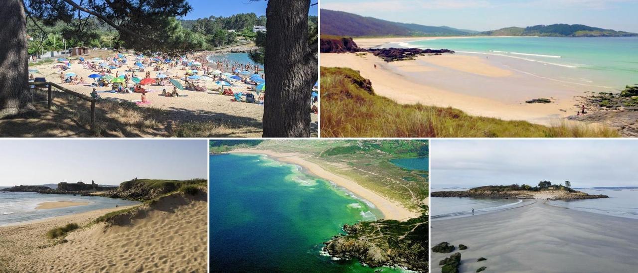 Algunas de las 111 playas de Galicia que lucirán la bandera azul en 2021.