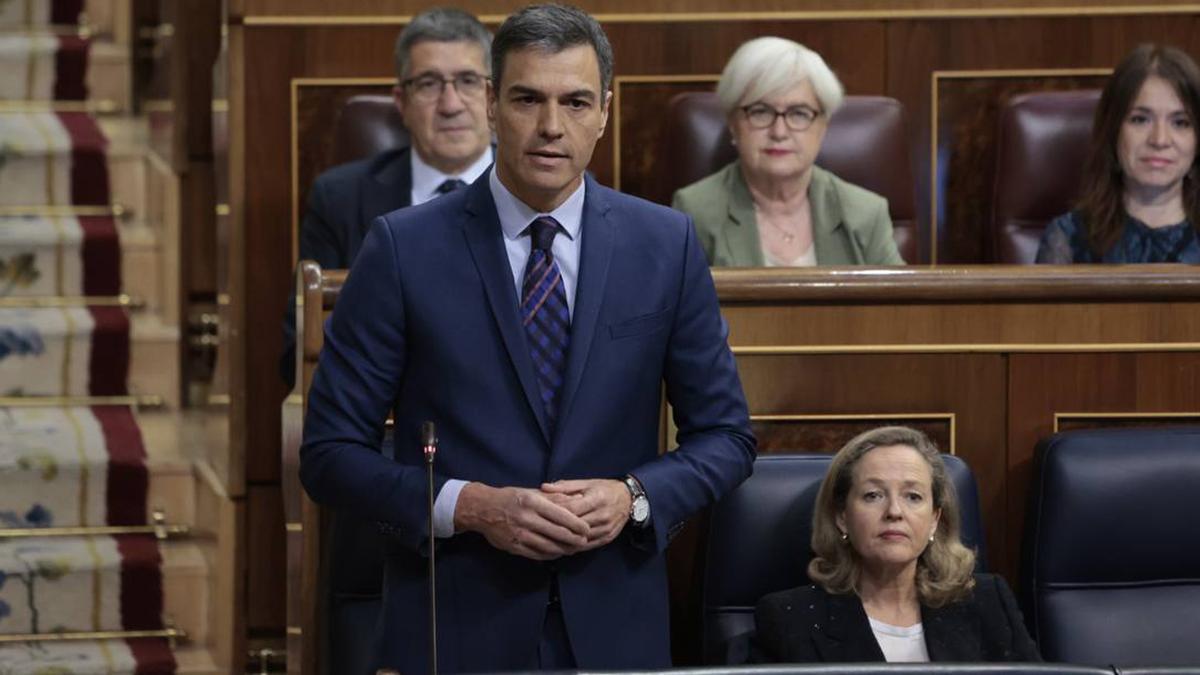 El president del govern espanyol, Pedro Sánchez, durant la sessió de control al Congrés