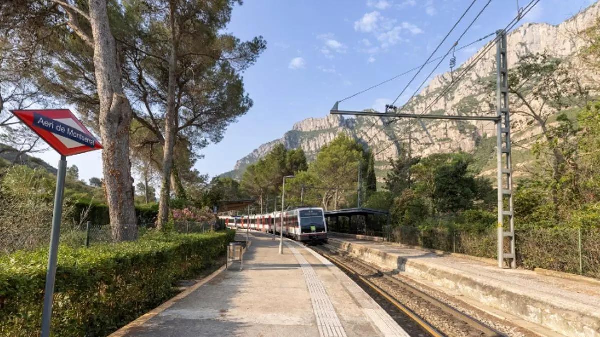 Estación del Aeri de Montserrat, en el tramo de vía única entre Olesa de Montserrat y Manresa