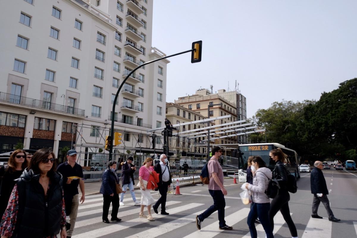 La Agrupación comienza a instalar las tribunas para la Semana Santa de Málaga de 2022