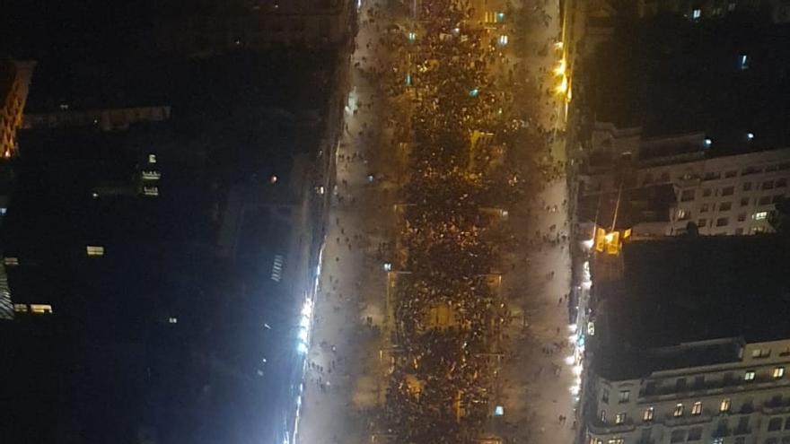 Imagen aérea de la manifestación del 8M en Zaragoza