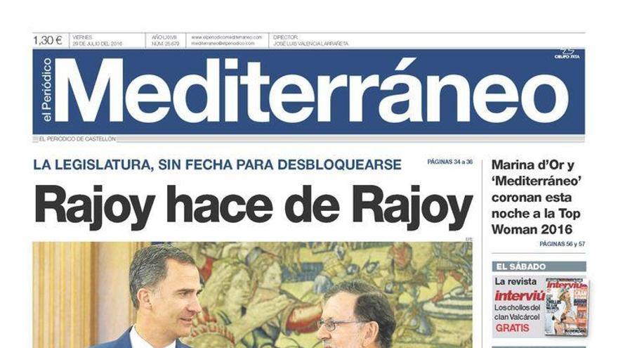 Rajoy hace de Rajoy, en la portada de Mediterráneo