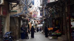 Una calle del campo de refugiados palestinos de Bourj el Barajneh, en el Líbano.