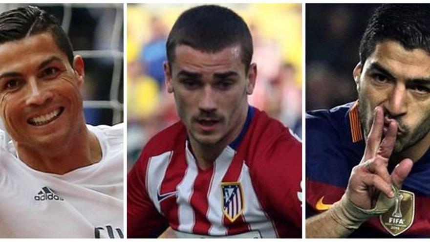 Cristiano Ronaldo, Griezmann y Suárez.