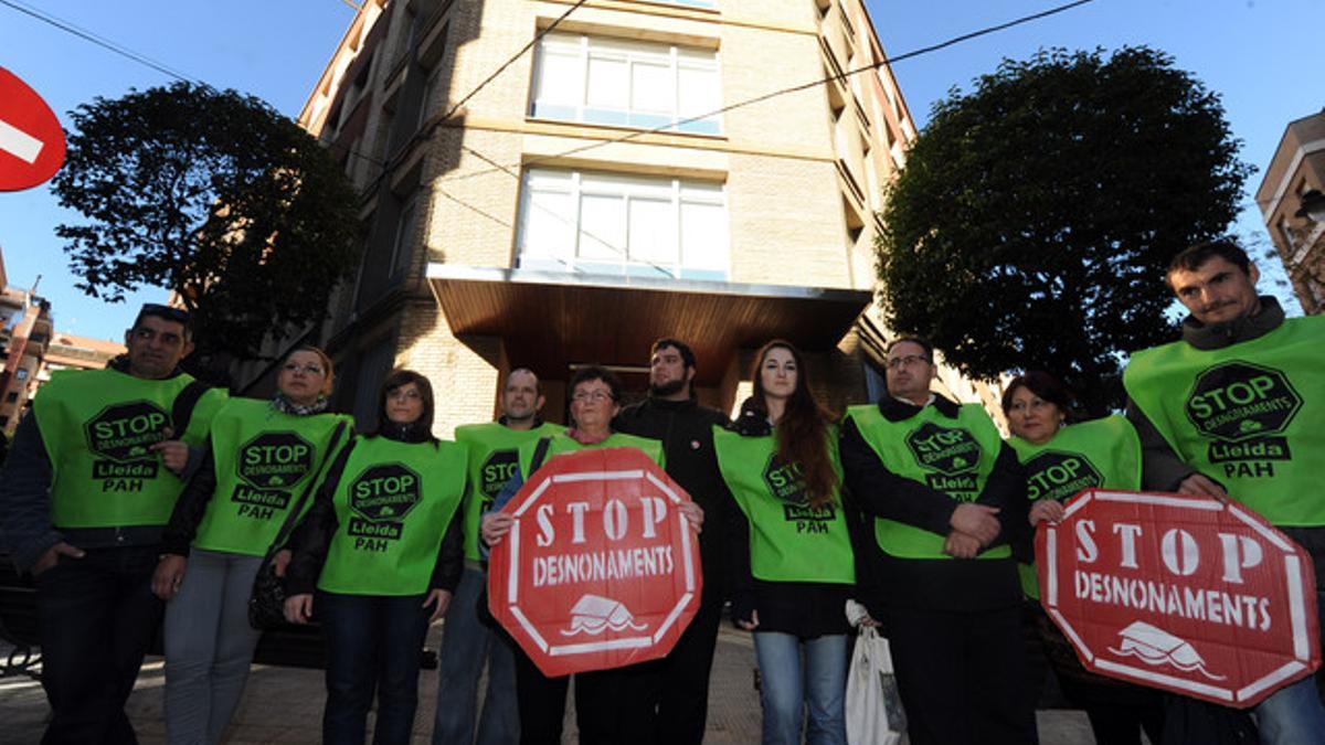 Manifestación de Afectados por la la Hipoteca en Lleida, el pasado día 16.