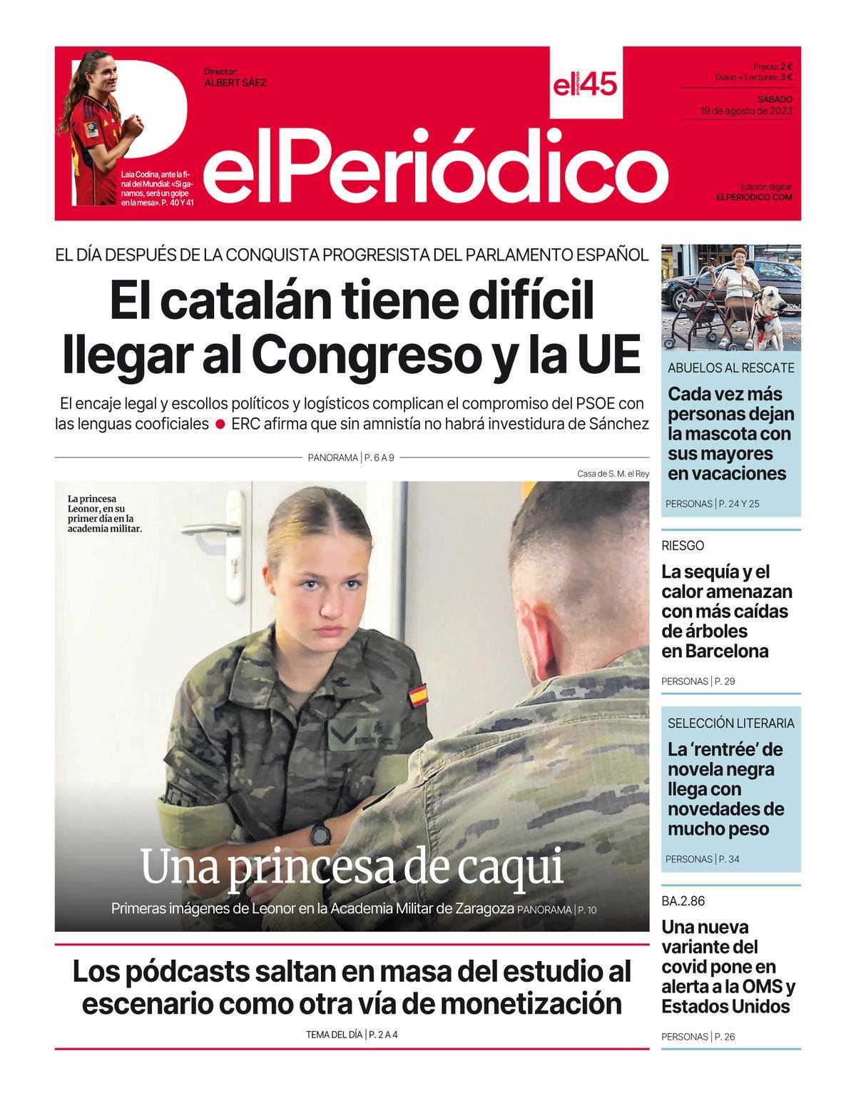 La portada d’EL PERIÓDICO del 19 d’agost del 2023