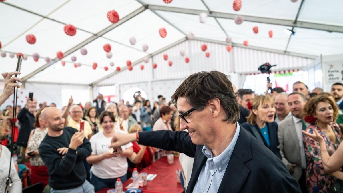 El president de la Generalitat, Salvador Illa, en un acto del PSC