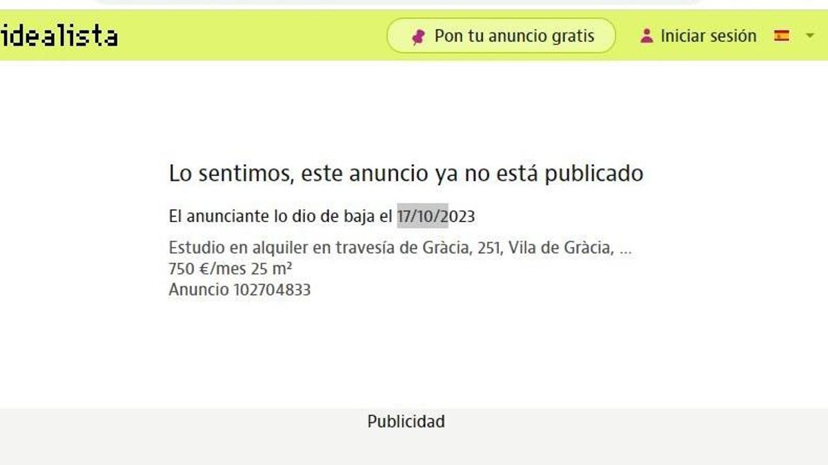 El anunciante borró el anuncio el 17 de octubre, un día después de que el hombre denunciara la oferta en X.