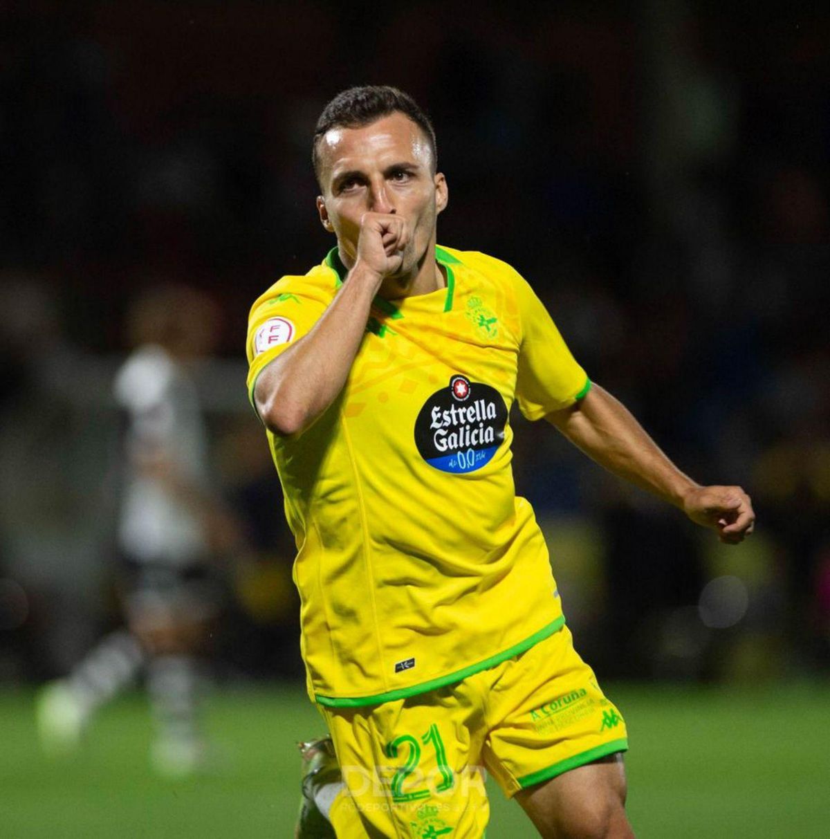 Pablo Valcarce celebra un gol con el Dépor. | RCD