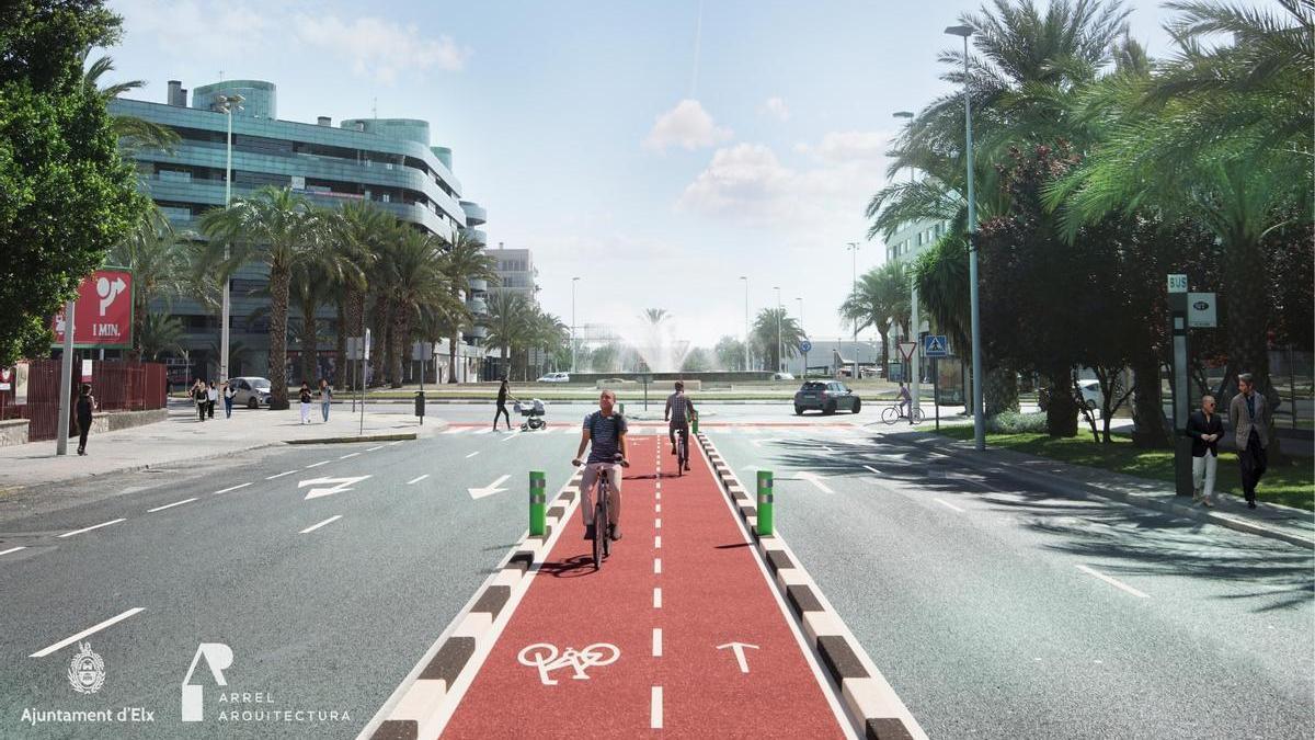 El tramo final del carril bici de la avenida de Alicante