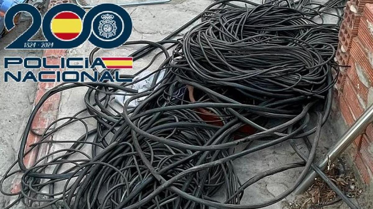 Cablre recuperado por la Policía Nacional.
