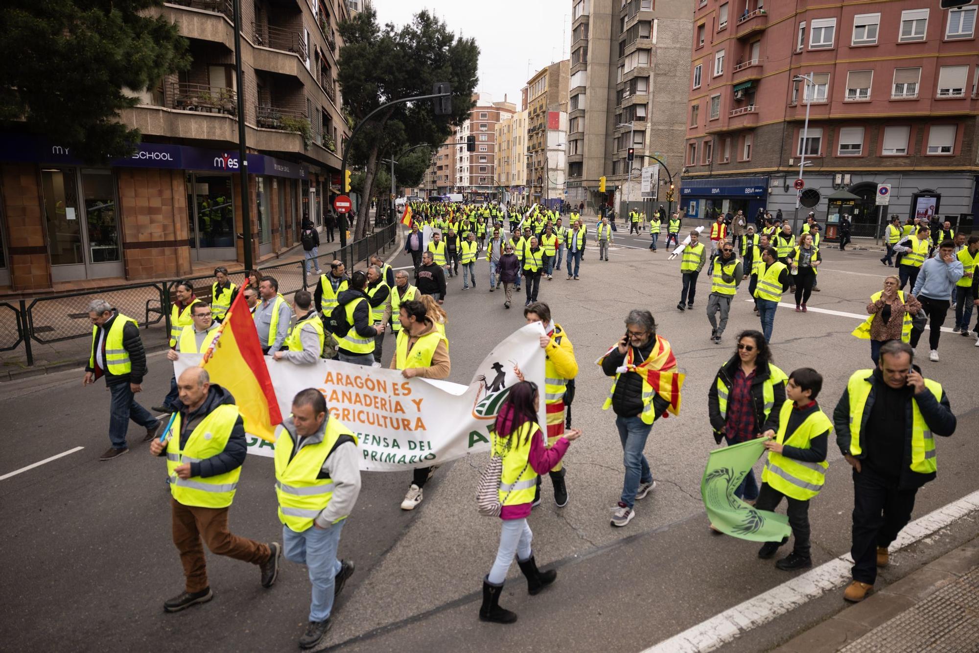 En imágenes | Los protestas agrícolas llegan al centro de Zaragoza tras estar a las puertas de La Aljafería