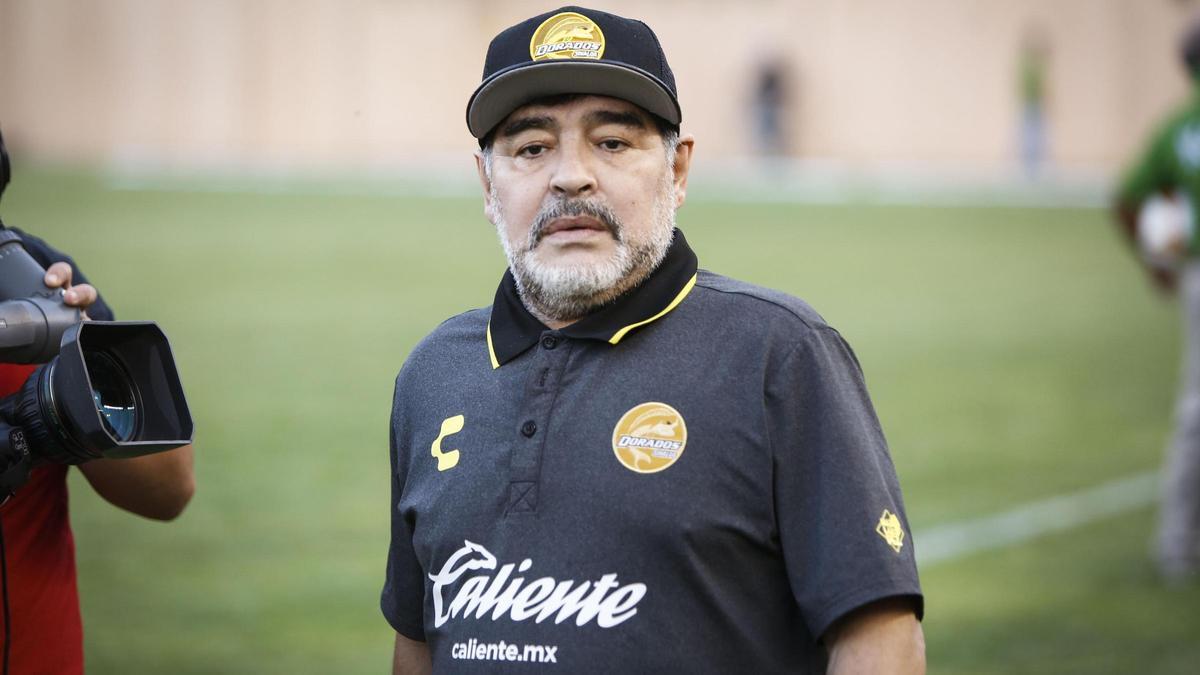 Maradona durante su etapa como entrenador de los Dorados de Sinaloa