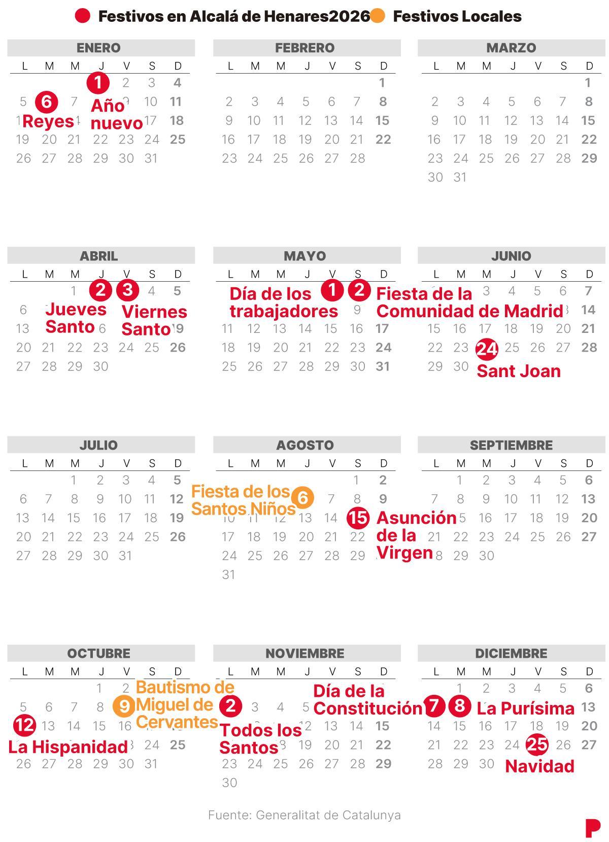 Calendario Laboral Alcalá de Henares 2026
