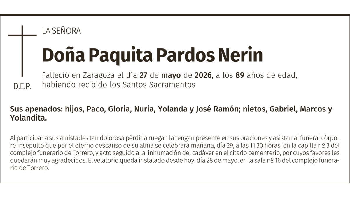 Doña Paquita Pardos Nerin. 27/05/2026