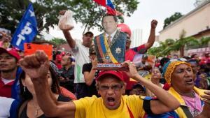 Manifestaciones en apoyo a Maduro y al régimen chavista en Venezuela.