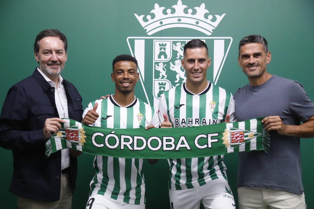 Monterrubio, Dalisson, Sergi Guardiola y Juanito, en las presentaciones llevadas a cabo en El Arcángel.