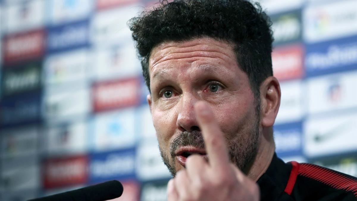 Diego Simeone durante una rueda de prensa