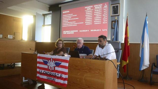Un momento de la reunión general de socios celebrada en el salón de plenos de Cangas. | GONZALO NÚÑEZ