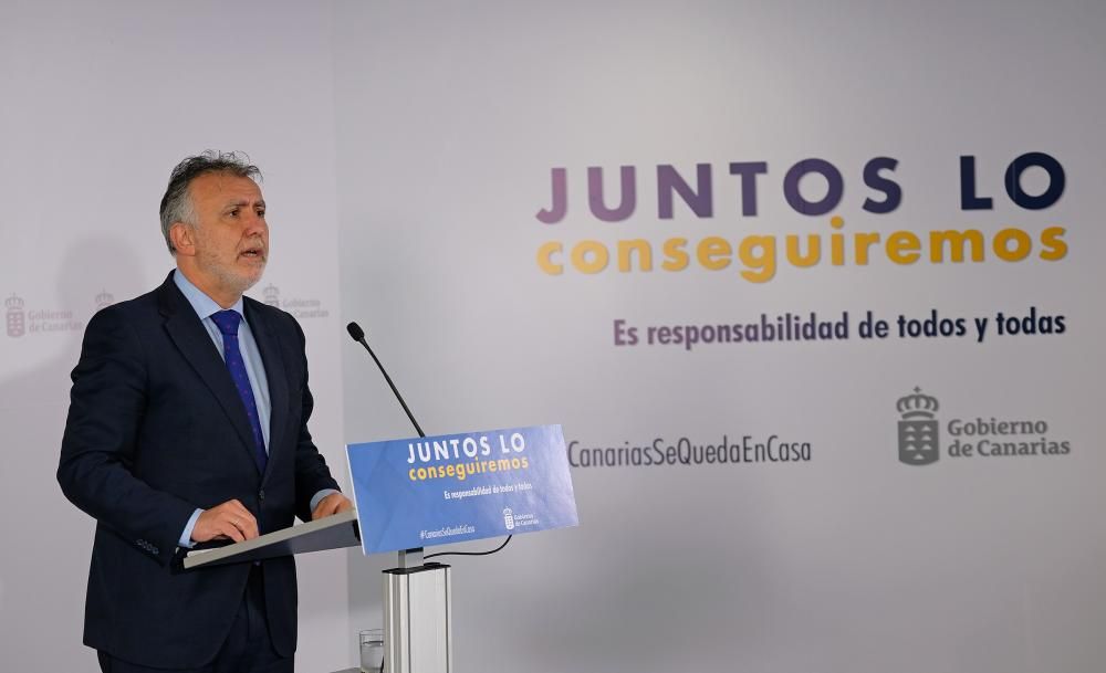 Ángel Víctor Torres informa en rueda de prensa de las medidas tomadas para luchar contra el coronavirus ras la videoconferencia con Pedro Sánchez y el resto de presidentes autonómicos