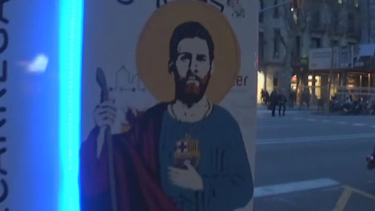 Messi, santificado en un nuevo grafiti en Barcelona: San Lionelus de Barcino