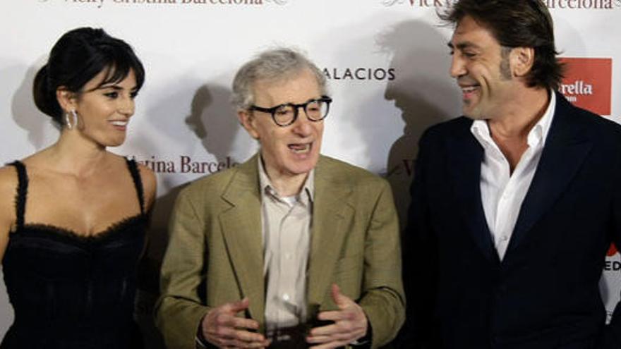 Woody Allen junto a Penélope Cruz y Javier Bardem