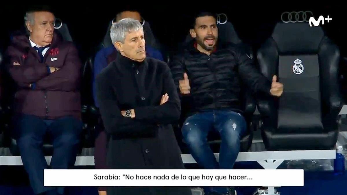 Las quejas de Eder Sarabia en el banquillo del Bernabéu.