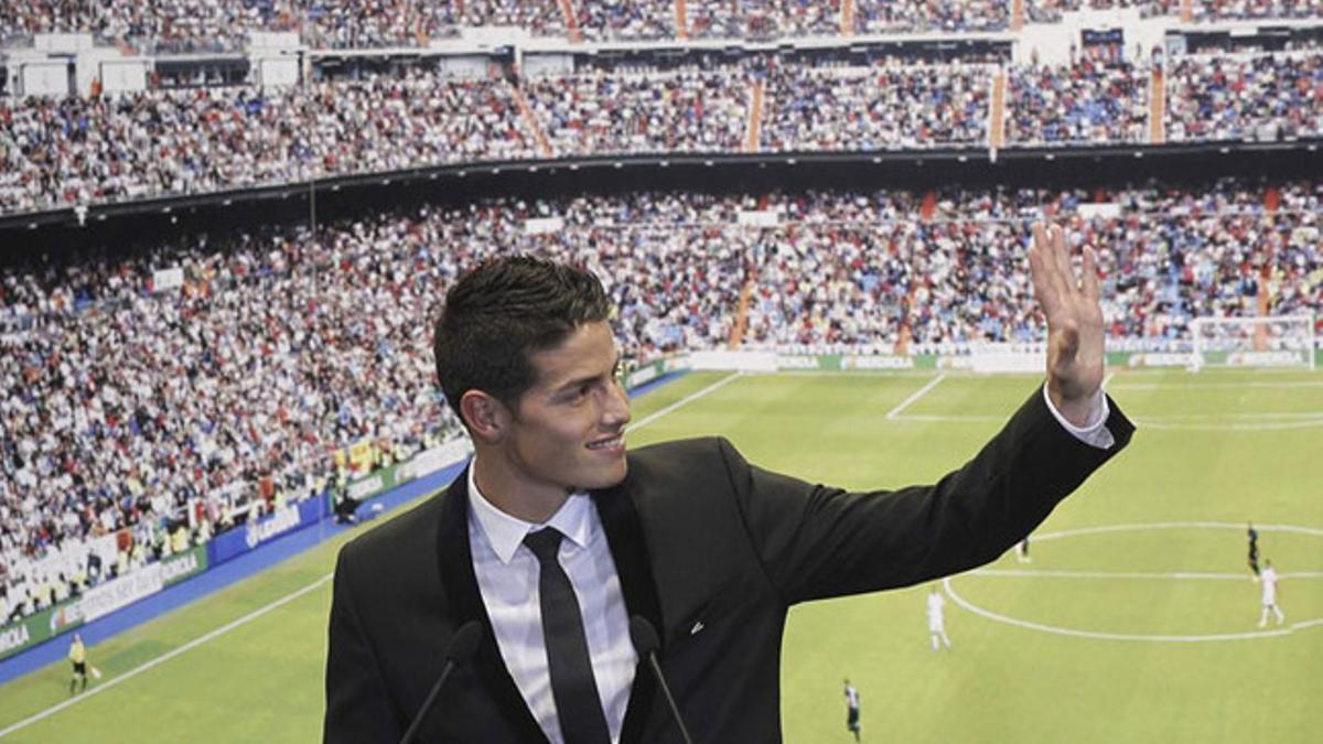 James Rodríguez, el día de su presentación con el Madrid